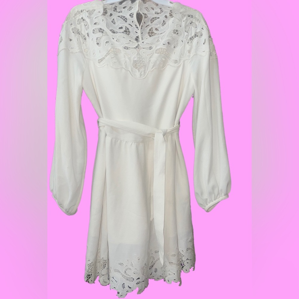 NWT๐#172-Jonathan Simkhai, Avra paisley-embroidered trim belted mini dress S 6 - Picture 10 of 13